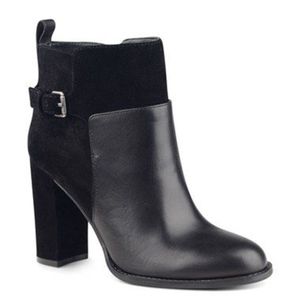 Nine West QUINAH Black Leather and Suede Bootie